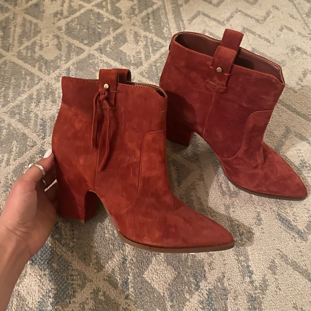 Sam Edelman red suede booties